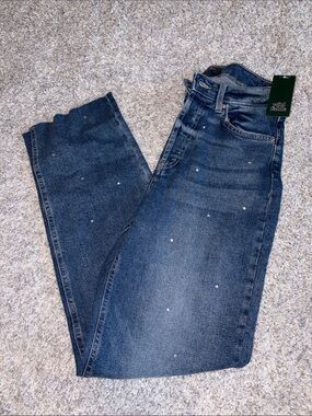 wild fable Dark Blue Straight-Leg Jeans with Stud Accents
